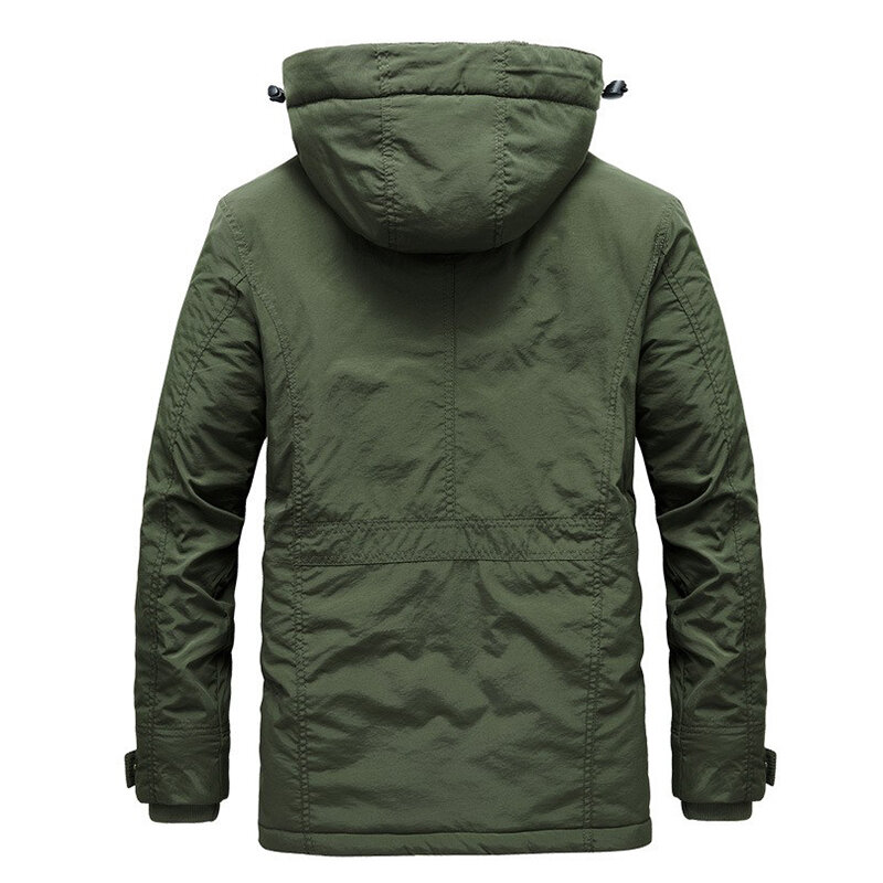 Winter New Men Fleece Warm Thick Windproof Parkas Men Fashion Hooded Military Jacket Coat Big Size 6XL High Quality Jackets Male