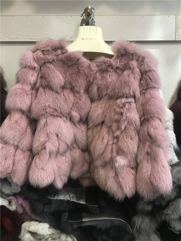 여성용 슬림 숏 천연 모피 재킷, 100% 여우 모피 겉옷, 패션 스트리트웨어, 겨울 진짜 여우 모피 코트, 인기 판매 2023 신상
