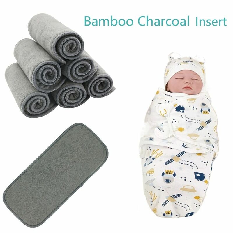 Popok bayi dapat digunakan kembali HappyFlute 35x13.5cm popok sisipan popok anak-anak popok penyerapan bau arang bambu Liner