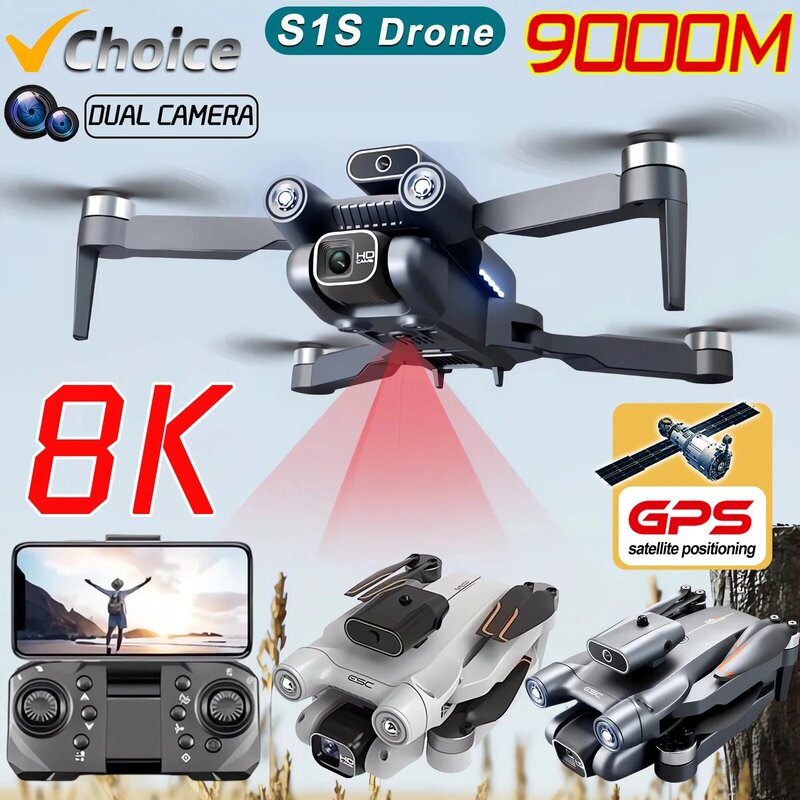 S1S Drone Mini kamera HD profesional, hadiah mainan Quadcopter lipat RC aliran optik penghenti hambatan 360 ° tanpa sikat baru
