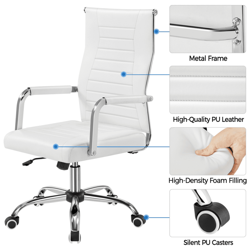 Modern Faux Leather Velvet Office Desk Chair com rodas, cadeira ajustável do computador doméstico, baixa e Mid-back