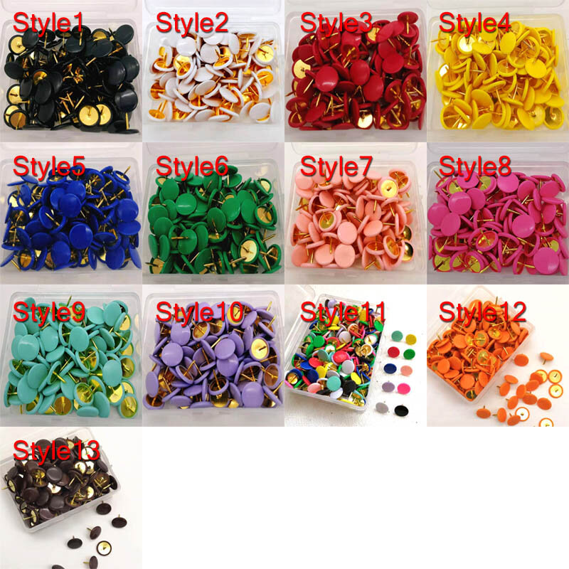 100 шт. 13 цветов цветные пластиковые покрытые контакты с плоской головкой, пробковая доска, офисные креативные канцелярские принадлежности
