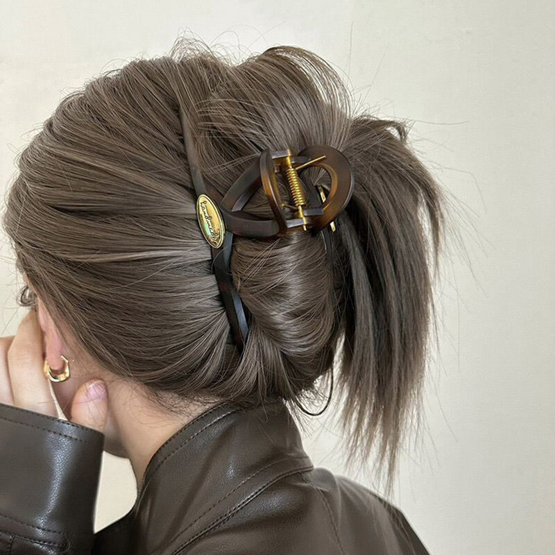 Spinka do włosów w stylu Retro dla kobiet w kolorze akrylowe złote spinki do spinki do włosów z napisami modne spinki do włosów włosy koreańskie akcesoria dla dziewcząt nakrycia głowy