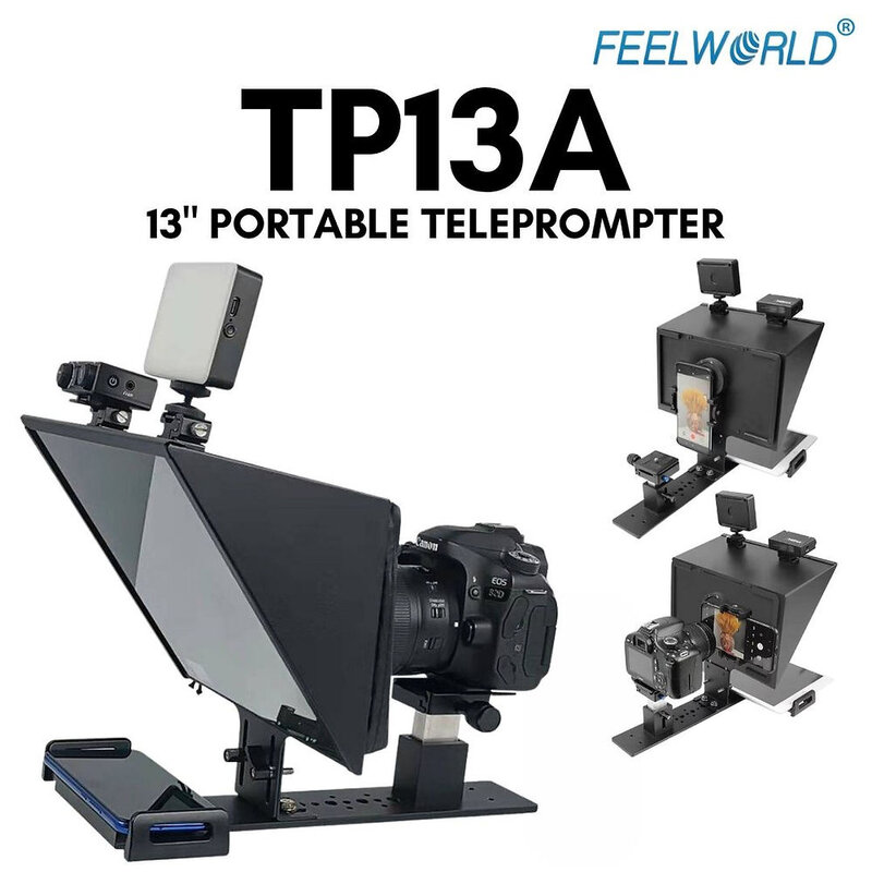 FEELWORLD TP13A Grande Ângulo Teleprompter Suporta Até 11 "Smartphone/Tablet Prompting