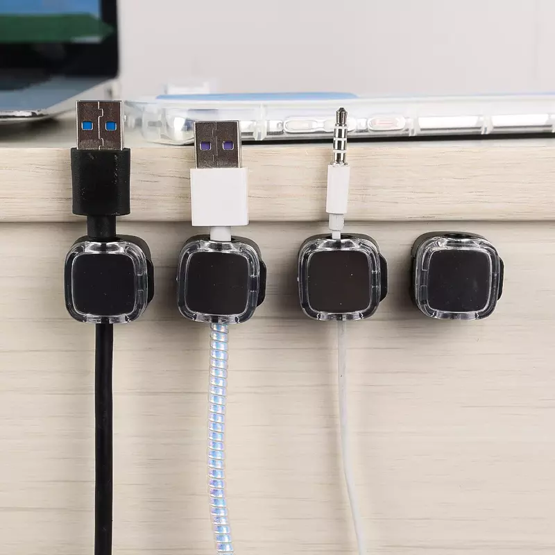 Self-adhesive Magnetic Cable Organizer For USB Charger Data Cord Headphone Mouse Line Desktop Wire Magnet Management Clips
