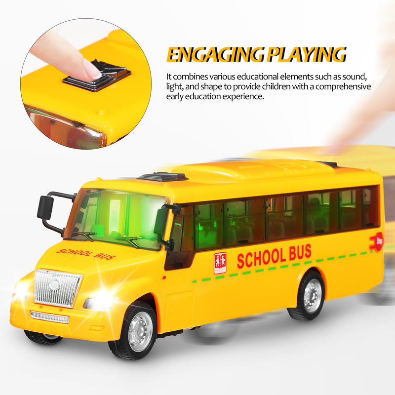 Geluids-En Lichtschoolbus Die Gegoten Gegoten Schoolbus Modelspeelgoed Voor Peuters Die Auto-Wrijvingsgestuurde Simulatie Terugtrekken