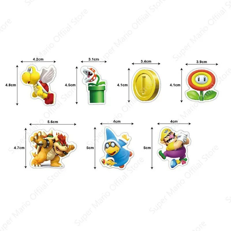 Super Mario Plugin Bolo Decoração Set, Série Temática, Cartão de aniversário, Holiday Party, Kids Party Supplies, 23 + 1Pcs