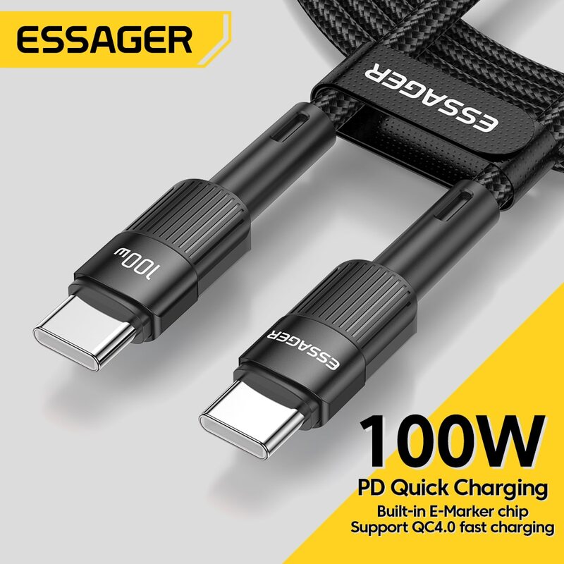 Кабель ESSAGER для быстрой зарядки USB Type-C/Type-C, 5 А, 0,5-3 м