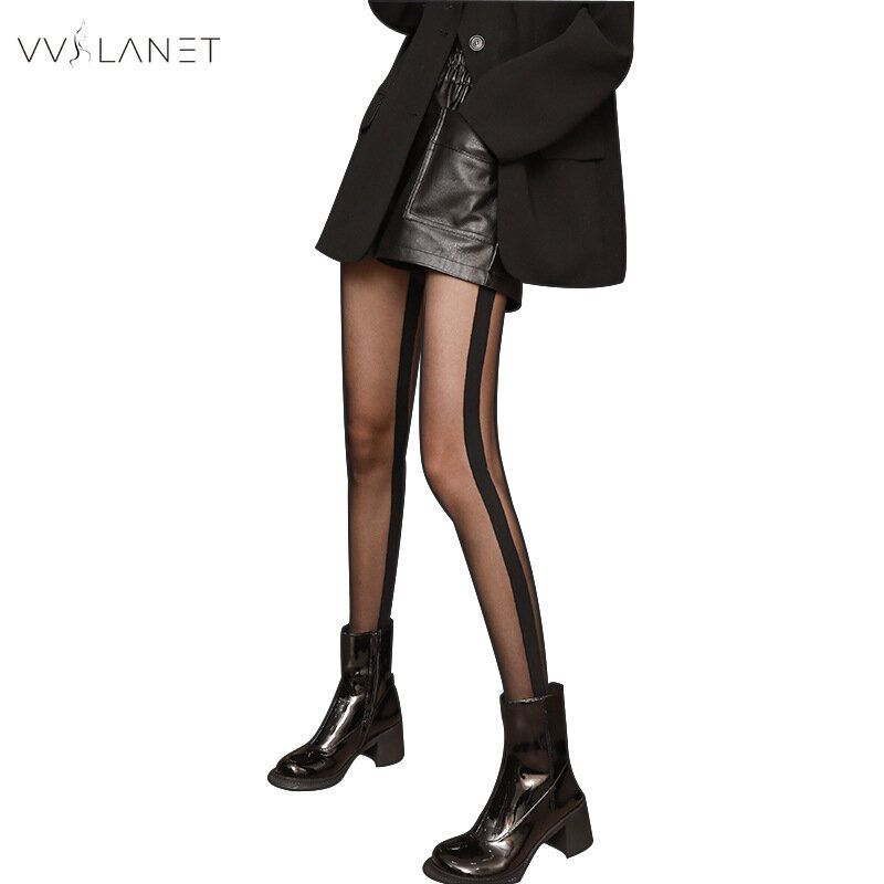 15d sexy seamed meias emendingwomens meias preto linha de seda transparente meia meia mangueira leggings meia-calça