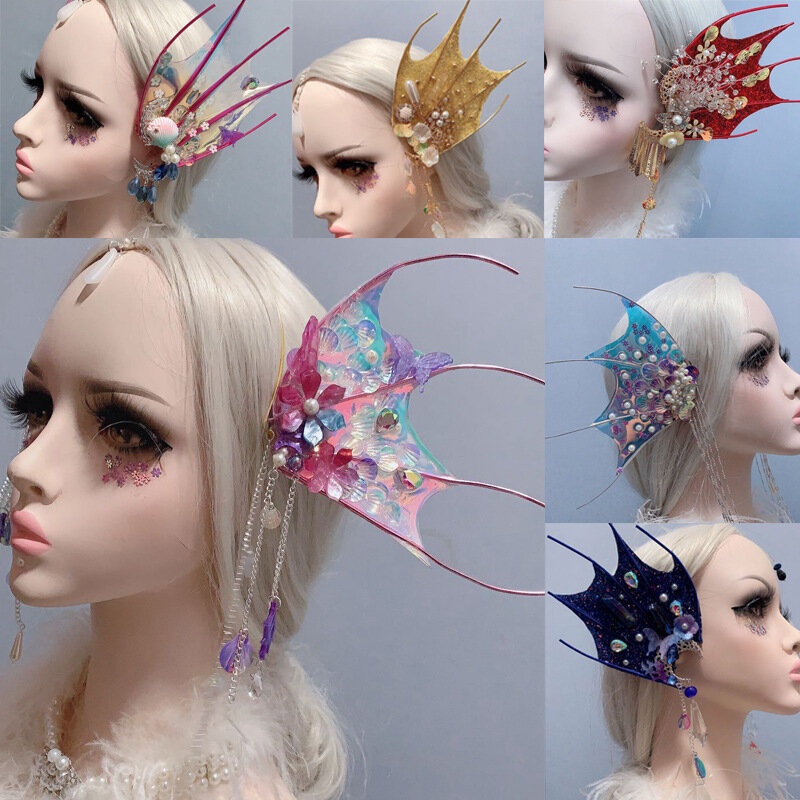 Pendientes de sirena de oreja de caballa, accesorios de Clip para el cabello, accesorios de Cosplay de elfo, adornos para el cabello de Hada de la oreja, accesorios de fiesta de princesa