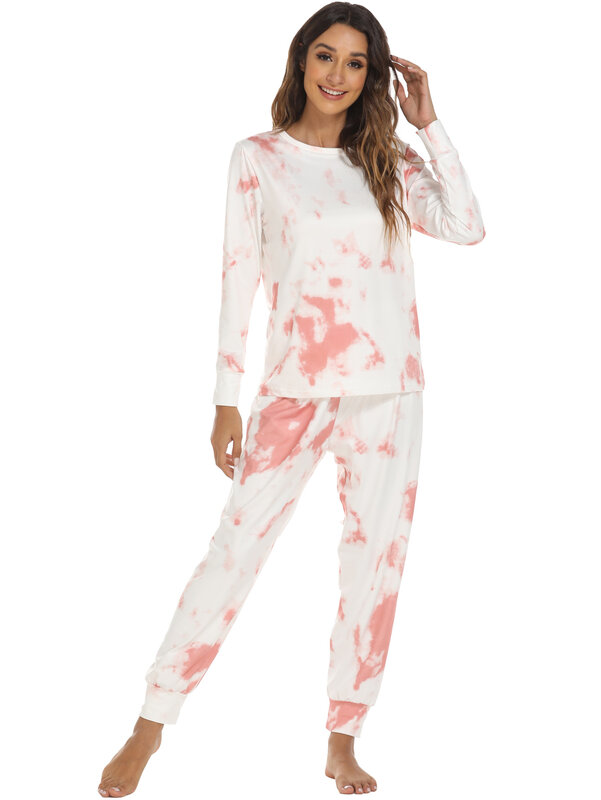 Womens Pajamas Sets Tie Dye Pyjamas Famale Pijamas Loungewear 2 Piece PJ Set Sweatsuits Sleepwear Nightwear Homewear