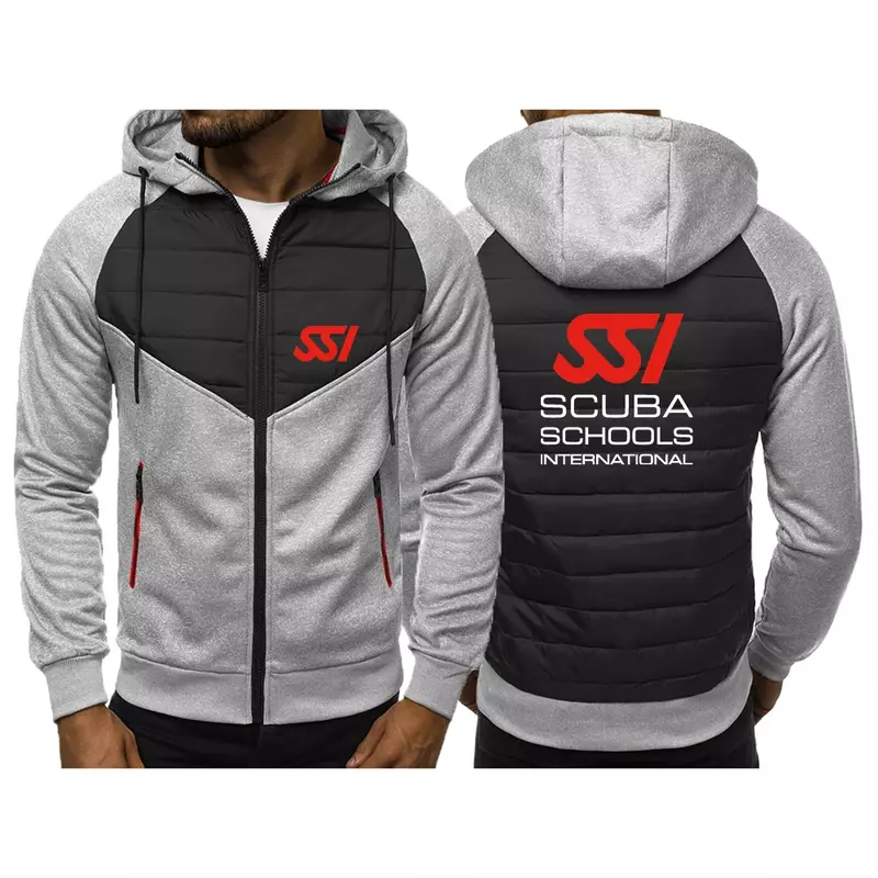 2024 baru Fashion pria Scuba Diving SSI Printing Splicing Tracksuit katun Hoodies nyaman All-Match Sweatshirt mantel