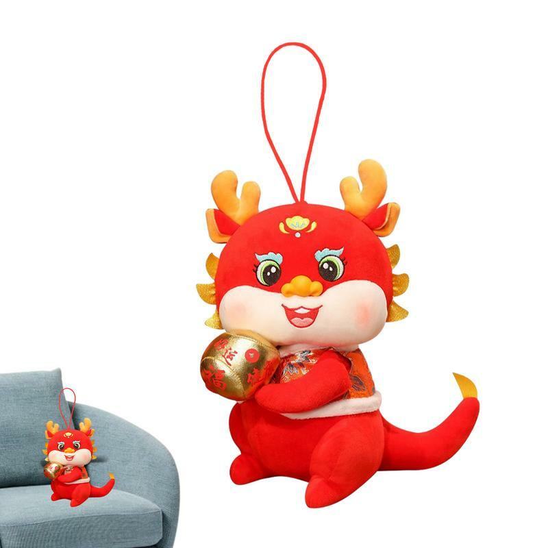 Mainan zodiak Naga hewan zodiak, boneka menggemaskan Naga keberuntungan merah dengan hadiah ulang tahun untuk pesta Natal