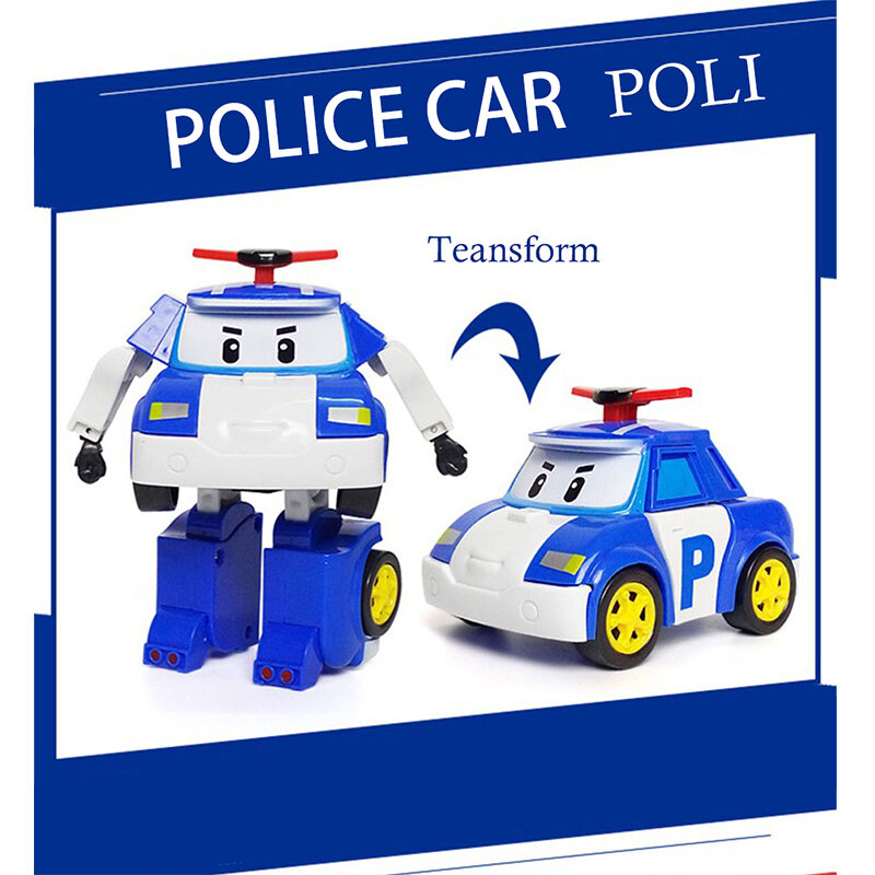 Conjunto de 6 pçs poli carro crianças robô brinquedo transformar veículo dos desenhos animados anime figura de ação brinquedos para crianças presente juguetes