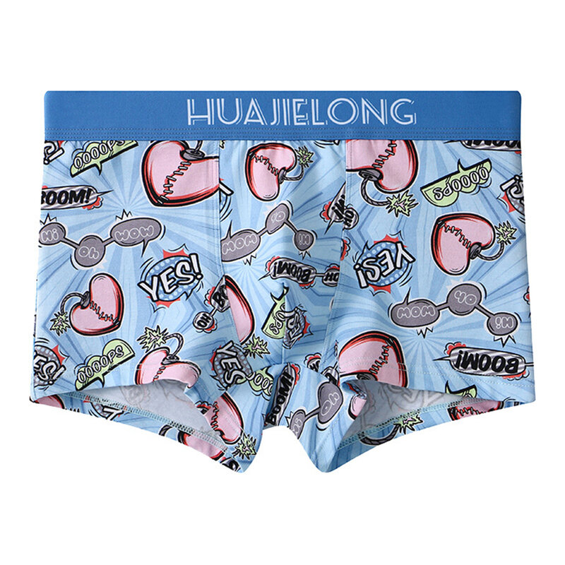 Mens Sexy Middle Waist Underwear Printed Casual Home Shorts Breathable Briefs Cotton Comfortable Underpants Boy Loose Panties