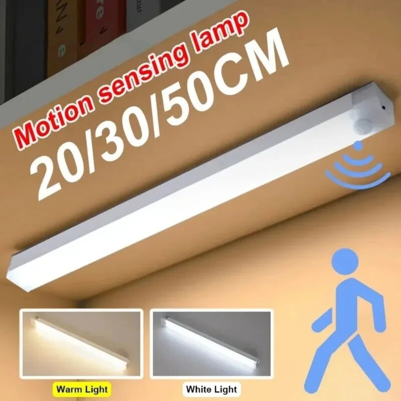 โคมไฟ LED แบบชาร์จไฟผ่าน USB ไฟกลางคืนเซ็นเซอร์ตรวจจับการเคลื่อนไหวแบบไร้สายสำหรับตู้ครัวตู้เสื้อผ้าโคมไฟแบ็คไลท์ติดบันได