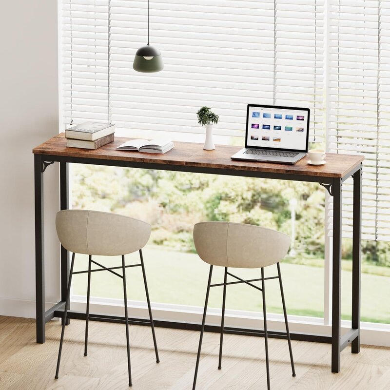 Барный столик, журнальный столик, прямоугольный высокий стол для кухни и обеденного стола, прочная металлическая рама, бесплатная доставка