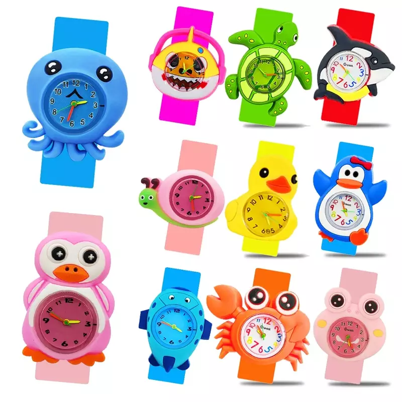 Reloj con diseño 3D de rana/ballena/tortuga/pato para niños y niñas