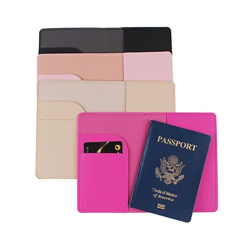 Stylish PU Passport Cover for Weddings Hot Stamping Simple Plane Card Holder