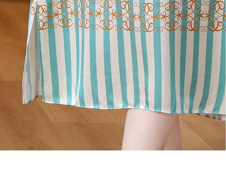 Женское шелковое атласное платье в британском стиле, свободное приталенное платье до колен с V-образным вырезом и принтом, длинное стильное платье с коротким рукавом, лето 2023