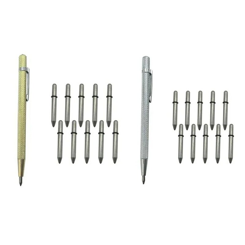 11 Stks/set Metalen Tegels Snijden Pen Met Vervangende Wolfraamcarbide Tip Tip Scriber Gravure Pen Voor Tegels Snijden Thuis Handgereedschap