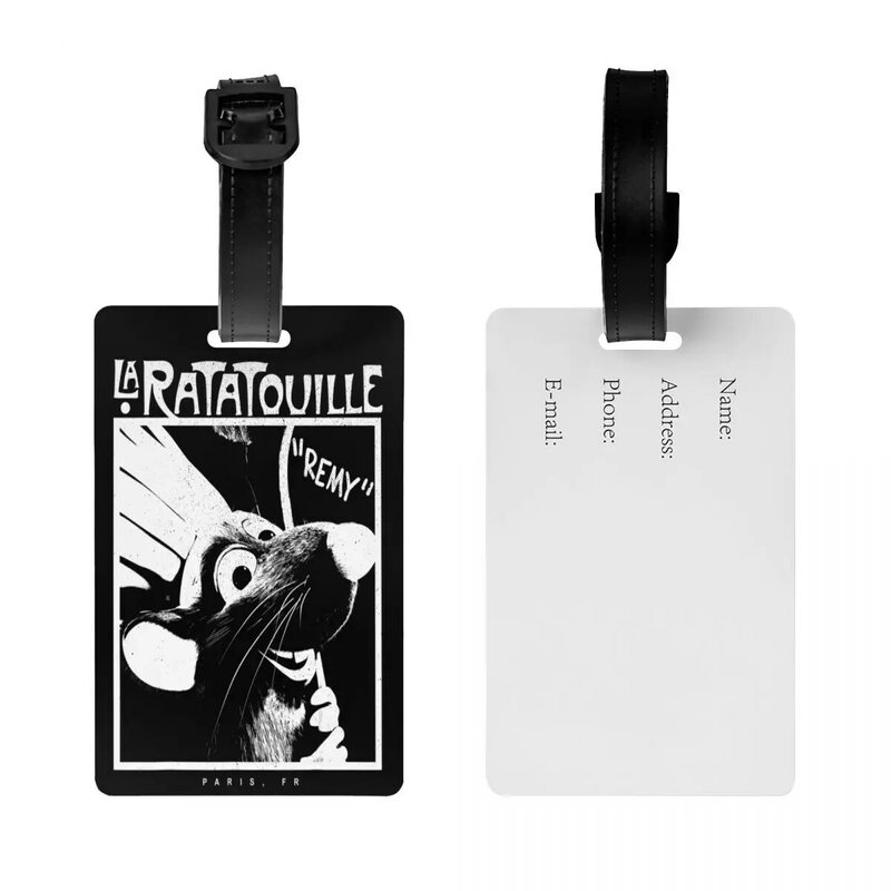 Etiqueta de equipaje personalizada Ratatouille Chef Remy, etiqueta de identificación, cubierta de privacidad