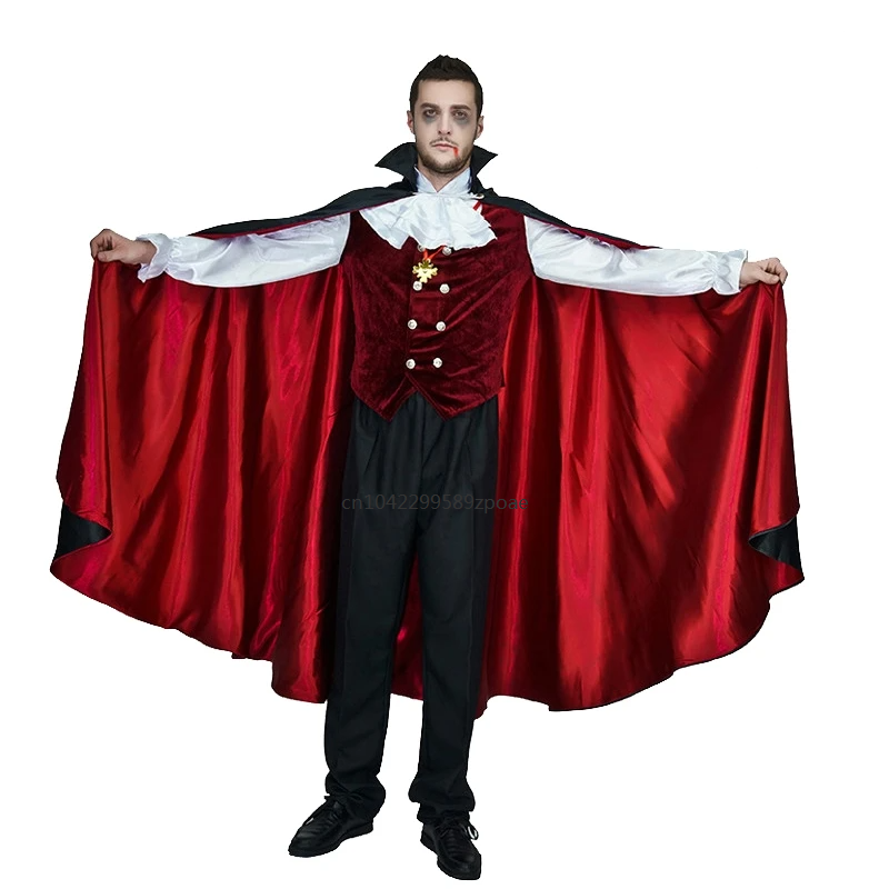 QLQ Men Luxury Gothic Vampire Costume Cosplay Adult Halloween Party Role Play Scary Vampire Purim Costumes