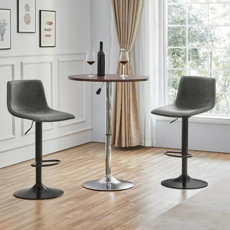 BarStools Modern Design Bar Stools Urban Industrial Faux Leather Armless Chair Adjustable Height and 360° Rotation