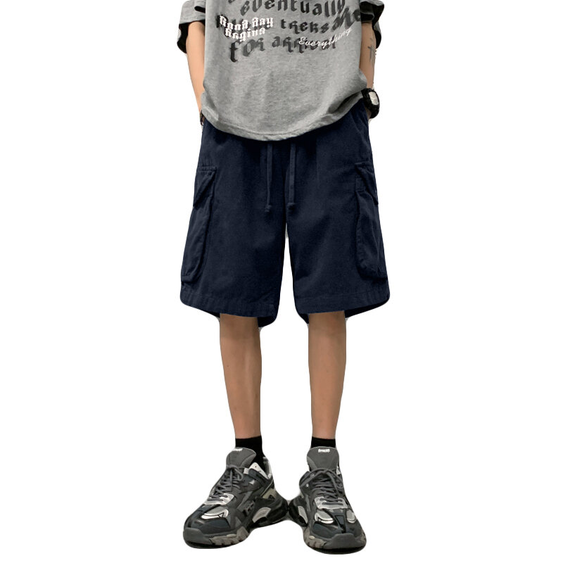 Шорты-карго мужские с большими карманами, повседневные мешковатые штаны в стиле Харадзюку, уличная одежда в японском стиле, E167, лето