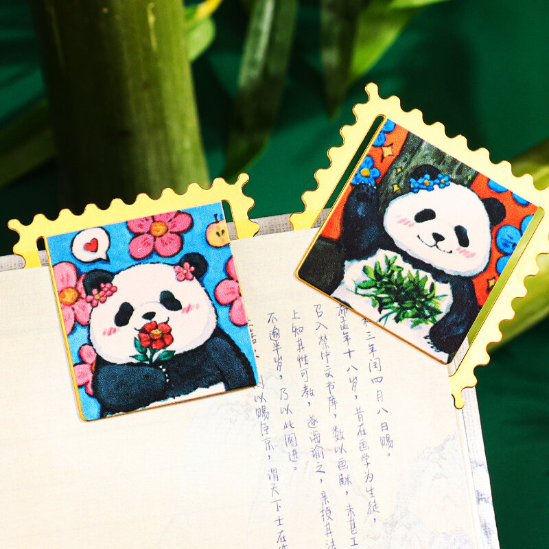 Nieuwe Metalen Bladwijzer China-Chique Schattige Panda Postzegel Serie Bladwijzer Chengdu Toerisme Souvenirs Reisgeschenken Student Bookfolder 2024