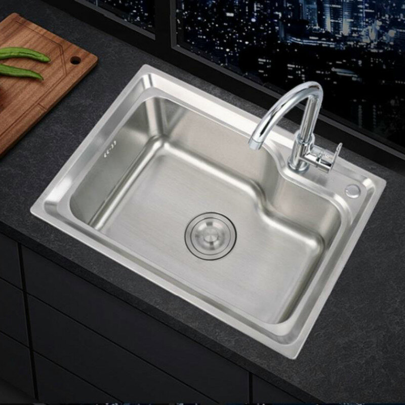1.1mm 2023 Best Thickened Sink 304 Stainless Steel Sink  Kitchen Sink Single Sink Basin Sink Single  Large Single Slot Set WY5