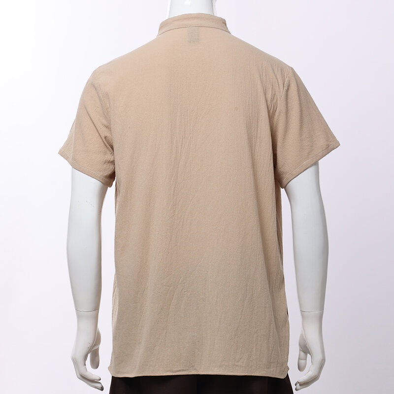 Vintage V-Ausschnitt T-Shirt für Männer Piraten Wikinger vorne schnüren Kurzarm lässig Henry Shirts Tops
