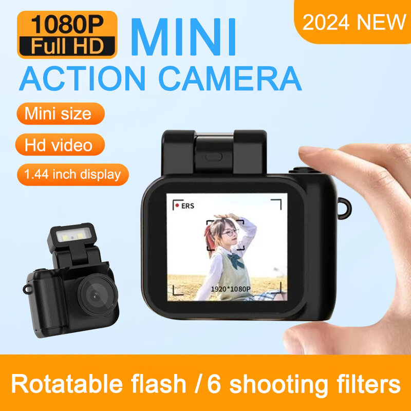 Kamera CMOS Mini dengan lampu kilat dan dudukan baterai, perekam Video portabel DV 1080P dengan layar LCD