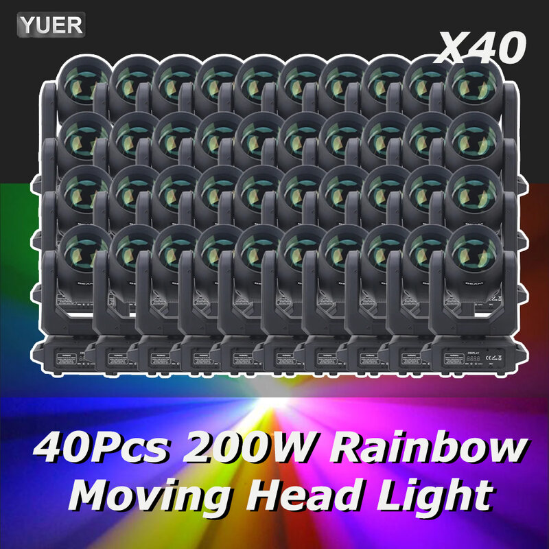 Moving Head LED Light, 200W feixe, local, 18 prismas rotativos, efeito arco-íris, DJ, DMX Stage, Disco, Dj, Bar, 40pcs por lote