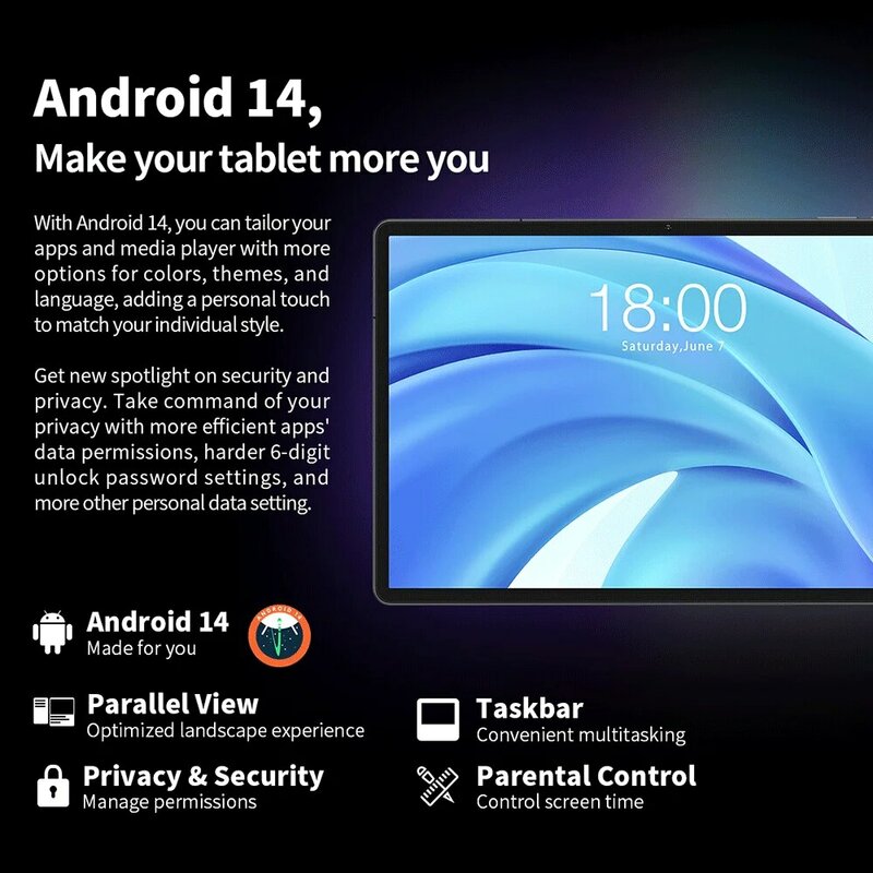Teclast t50hd 11 zoll tablet android 14 t606 8-core max 14gb ram 256gb rom tddi voll laminiert tüv zertifiziert 4g lte 8000mah gps