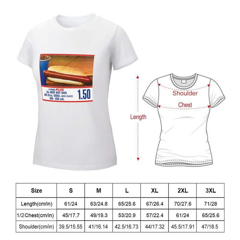 FOODCOURT-Camiseta con estampado de HOT DOG para mujer, ropa de estética para verano, $1,50