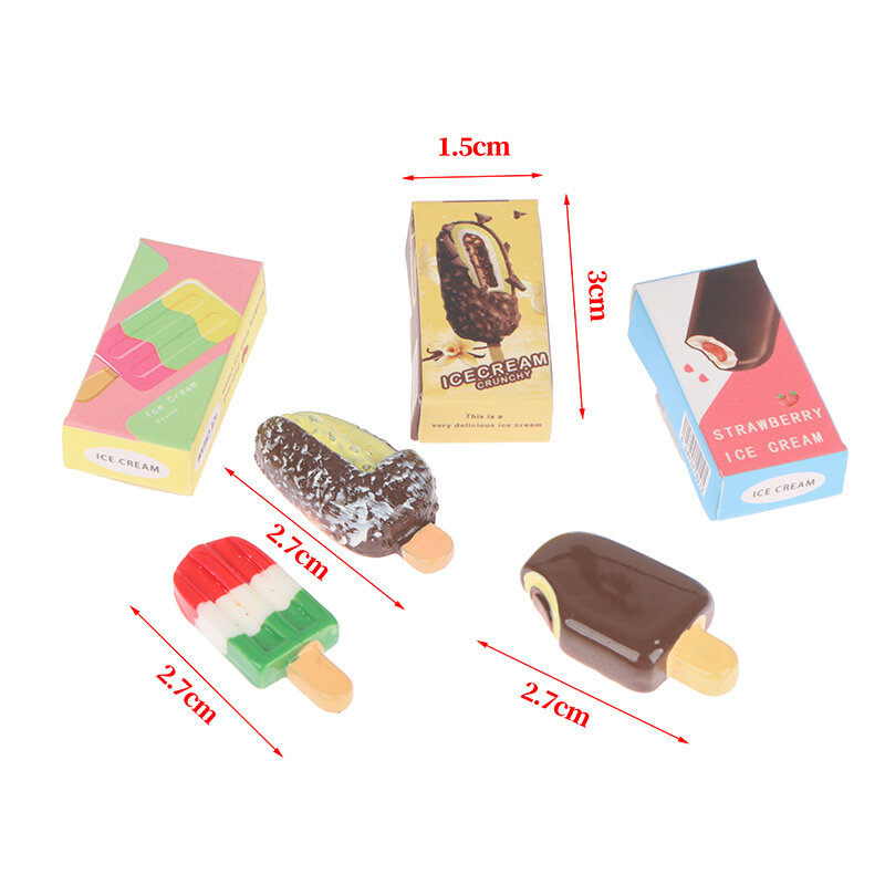 1Set 1:12 Dollhouse Mini arcobaleno gelato al cioccolato con scatola di imballaggio modello di accessori alimentari per la decorazione della casa delle bambole giocattoli finti