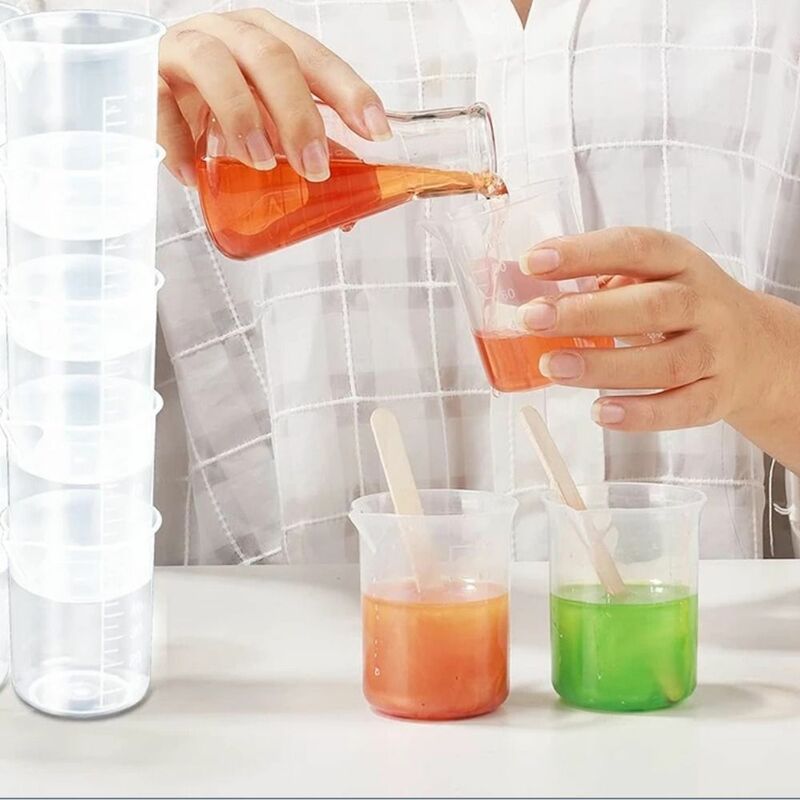 Multipurpose for Kitchen Laboratory Test Plastic Stackable with Scale Measuring Cup Beaker Mixing Cups Graduated Cylinder