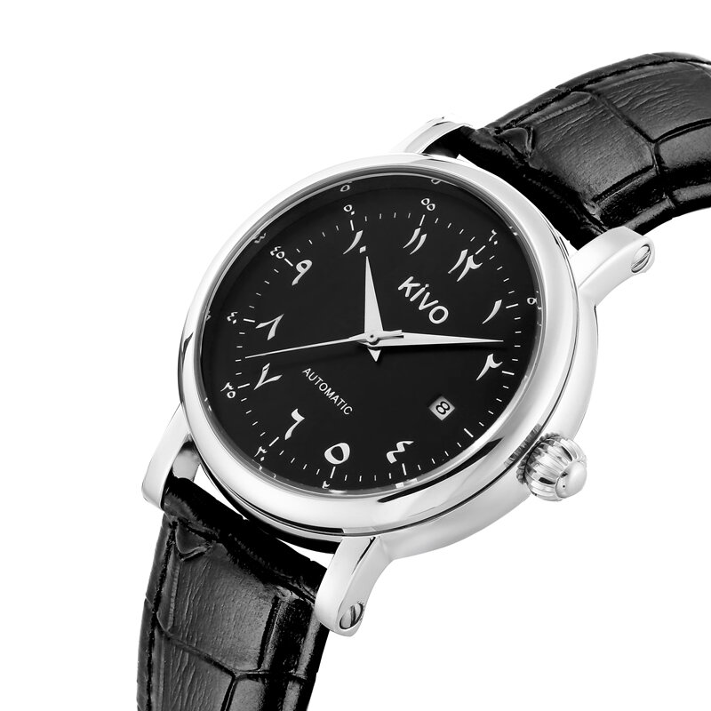 Relógio árabe automático para homens, relógio mecânico, relógio de pulso árabe masculino, urdu, numerais, luxo, automático