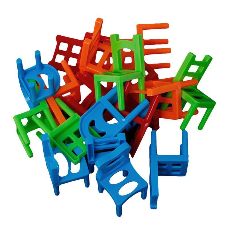 Jeu de société à empiler en forme de chaise pour enfant, jouet de famille, comparateur de couleurs, équilibrage, 24 pièces