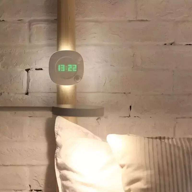 Luz Nocturna LED con Sensor de movimiento PIR con reloj de tiempo para el hogar, dormitorio, escaleras, lámpara de pared, brillo, batería, 2 colores de iluminación