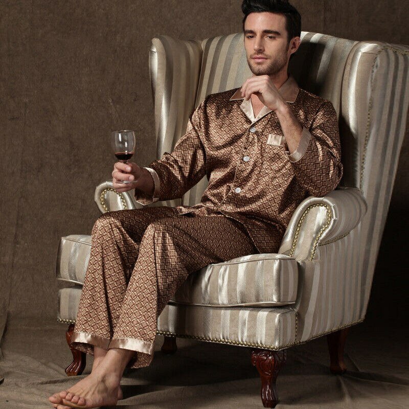 Conjunto de pijama de seda para hombre