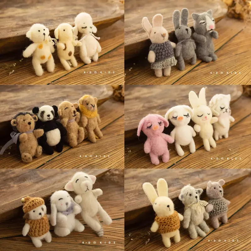 Neonato fotografia puntelli accessori sfondo animale giocattoli per bambini lana Mohair bambole infantili leone orso coniglietto Panda puntelli da Studio