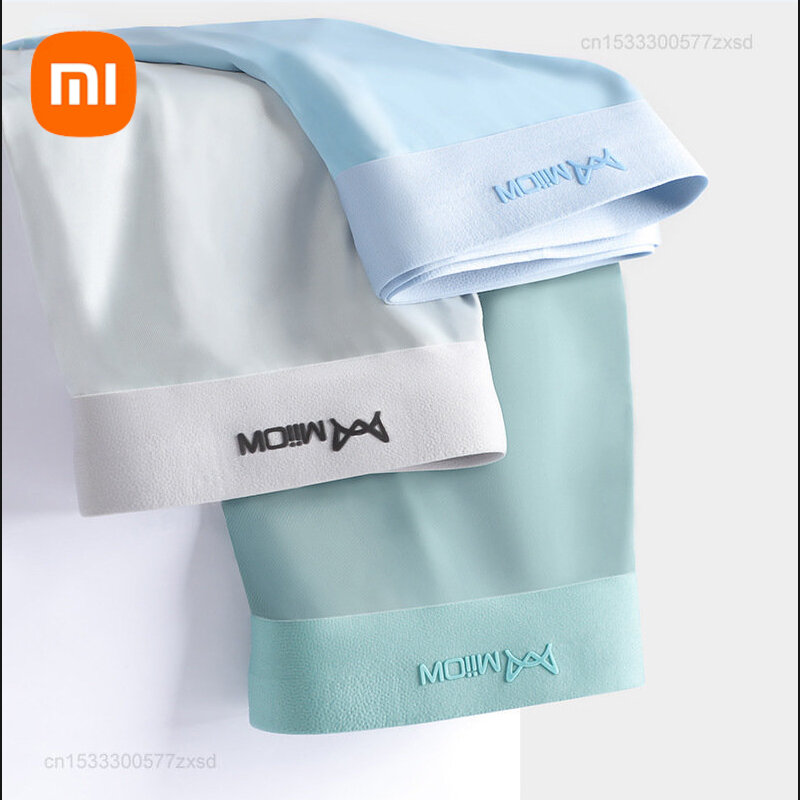 Xiaomi Mijia-bóxer de grafeno para hombre, ropa interior antibacteriana de Color sólido, de seda de hielo, sin costuras, 3 unidades por lote