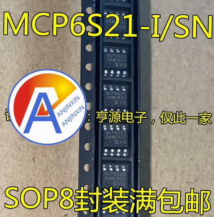 10 peças 100% original novo MCP6S21-I/sn T-I/ms-i/ms msop8 sop8 mcp4822 MCP4822-E/sn