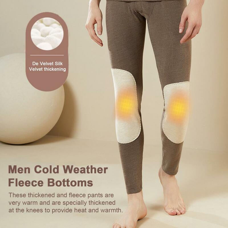 Männer Hosen hohe Taille Knies chutz dünne dicke Plüsch Thermal Long Johns Bottoms Unterwäsche Winter Leggings