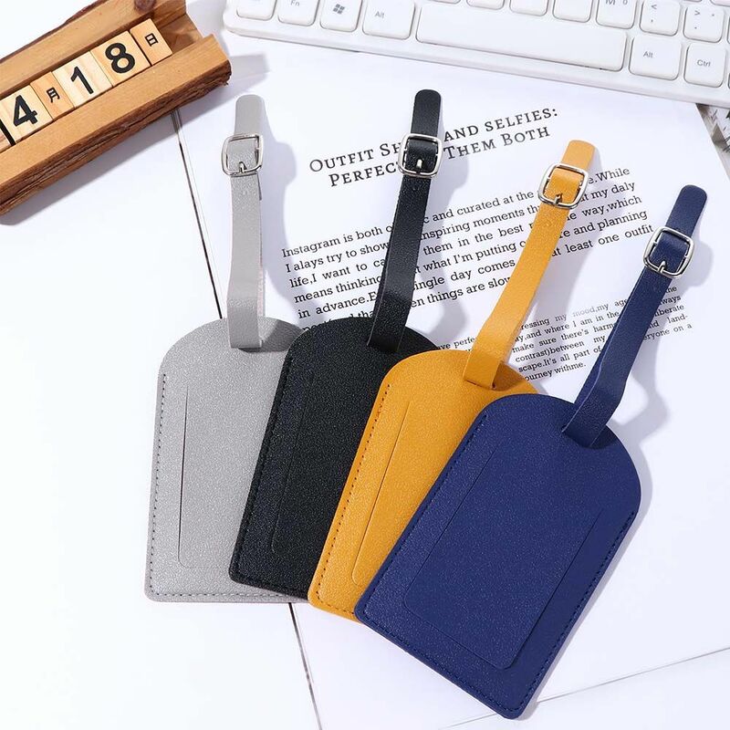 1Pc PU Leather Color Airplane Luggage Tag Boarding Pass Suitcase Tag Check-in Luggage Tag Light Soft Travel Accessories