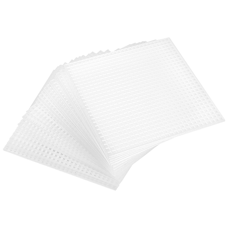 30 Pieces Plastic Mesh Canvas Sheets for Embroidery, Acrylic Yarn Crafting, Knit and Crochet Projects (10.6 x 10.6cm)