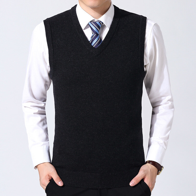 MRMT 2024 Brand Autumn Winter New Men's Sweater Vest Pure Color Wool Pullover for Male Vest V Collar Sweater Vest