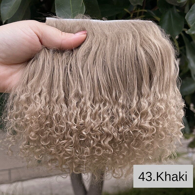 Grosir kulit domba wol Mongolia kain bulu untuk mainan rambut baris ekstensi rambut keriting BJD SD Blyth boneka wig aksesoris rambut